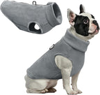 Idepet Dog Fleece Vest Sweater Zip Up Warm Pullover Dogs Jacket with D-Ring Leash Winter Cold Weater Coat Pet Sweatershirt Clothes Hoodie for Small Medium Dogs Boy Girl (Gray, XXL)