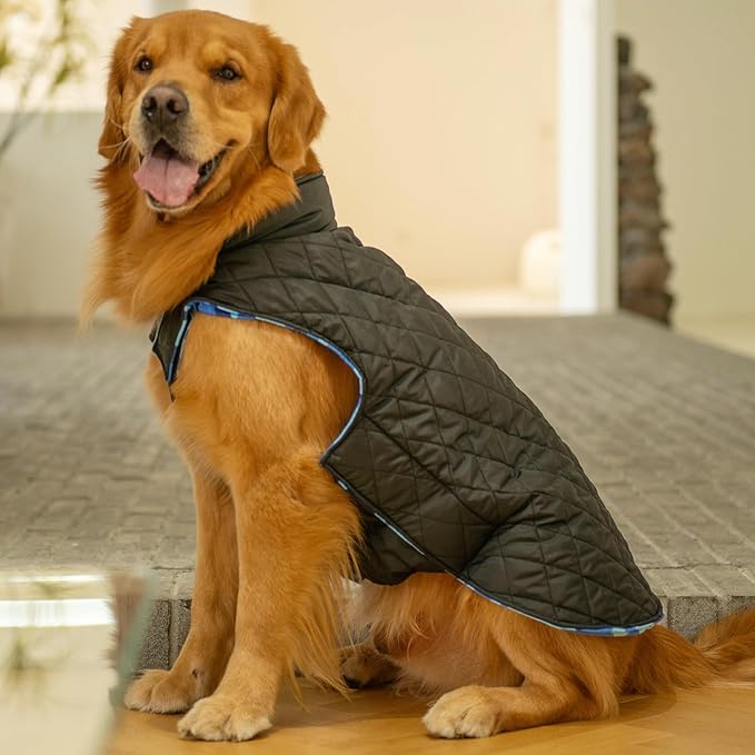 CuteBone Winter Dog Coat - Waterproof Windproof Jacket Reversible Vest, Soft Thick Cold Weather Coat with Leash Hole for Small Medium Large Dogs