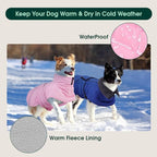Kuoser Dog Coat, Extra Warm Dog Jacket Windproof Dogs Cold Weather Coats for Small Dogs, Fleece Lining Turtleneck Doggy Snowsuit Reflective Adjustable Pet Winter Clothes Christmas, Pink S