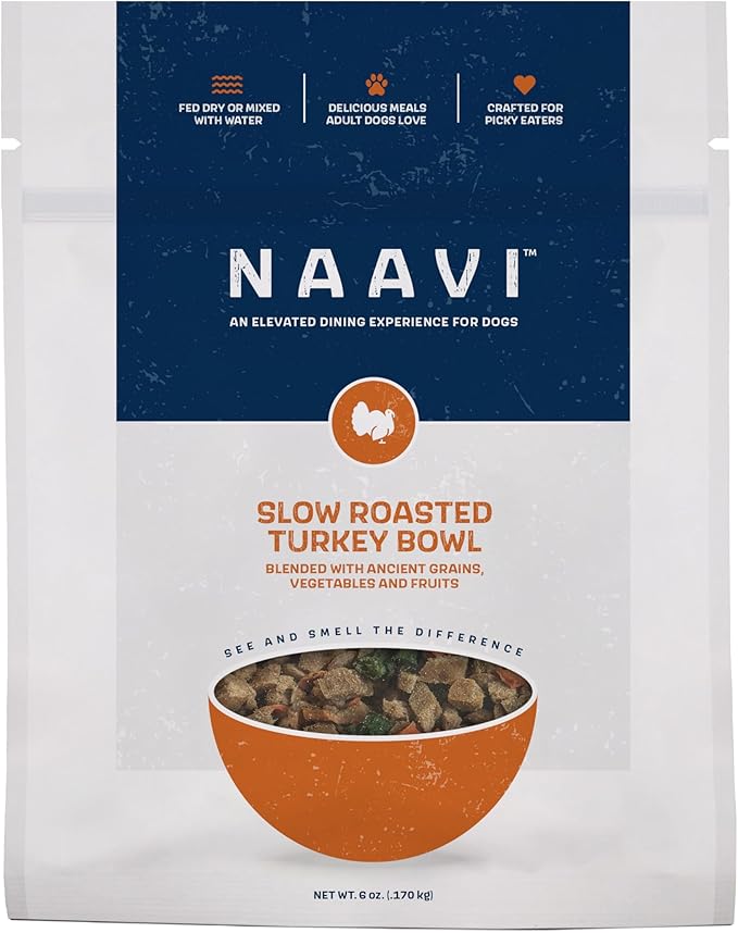 Natural Dog Food - Slow-Roasted Turkey Bowl with Ancient Grains, Vegetables & Fruits - Ideal Wet/Dry Meal or Premium Dog Food Toppers for Picky Eaters (6 oz)