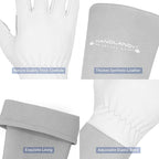 HANDLANDY Long Gardening Gloves for Men & Women, Thorn Proof Rose Pruning Gloves Leather Gauntlets Garden Glove Yard Work Glove (Small, Grey)