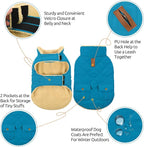 Queenmore Dog Winter Coat Warm Puffer Jacket Waterproof Plush Lining Thermal Cold Weather Vest for Small Medium Large Dogs, Windproof Easy On Pet Jacket Blue M