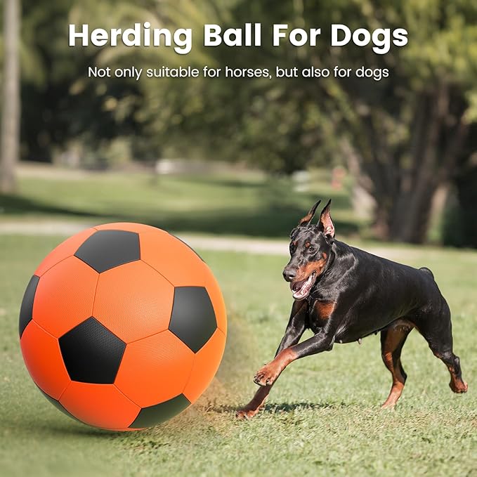 Diman Herding Ball for Dogs: 25 Inch Horse Balls for Outdoor Play, Giant Pet Toys Balls for Australian Shepherd, Dogs or Horses, Orange Black