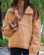 Womens Oversized Hooded Puffer Jacket Fall Winter Warm Quilted LightWeight Jacket Casual Fashion Solid Color Coat