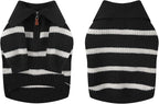 Small Dog Sweater with Zipper, Knitted Striped Pullover Dog Clothes for Cold Weather, Thick Warm Cozy Stretchy Sweater for Chihuahua, Bulldog, Dachshund, Pug(Black & White Strip, S)