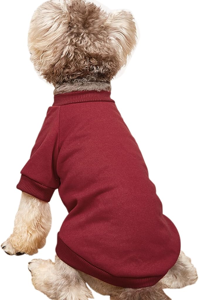 Puppy Sweater for Small Dogs Clothes Warm Winter Cat Clothe Pet Sweatshirt Knitwear Doggie Kitten Clothing, Wine, Medium