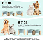SPUNKYJUNKY 15° Slanted Ceramic Dog and Cat Bowl with Wooden Stand, Tilted Bulldog Food and Water Bowl No Slip Non-Spill for Cats Medium Dogs Big Face Pets 28.7 OZ (3.6 Cups, Morandi Green)