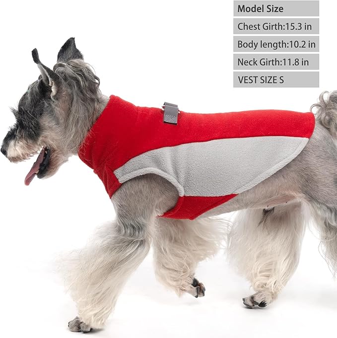 KOOLTAIL Small Dog Sweater - Dog Fleece Vest Jacket with Leash D-Ring for Small Medium Dogs, Soft Pullover Winter Warm Cold Weather Coats, Pet Fall Clothes Outfit for Puppy Cat Boys&Girls, Red M