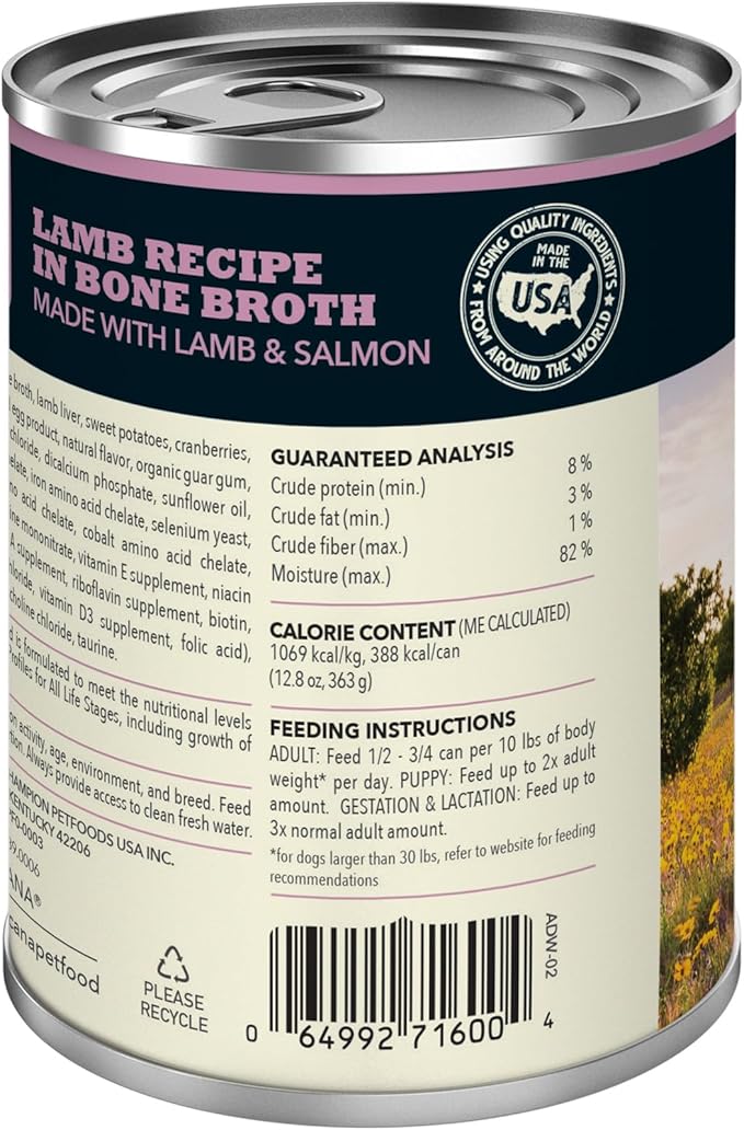 ACANA Premium Chunks in Bone Broth Grain-free Wet Dog Food Lamb Recipe 12.8oz Cans (12 Count)