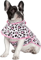 HDE Dog Raincoat Jacket Reflective Adjustable Hooded Pet Poncho Rain Coat with Leash Hole for Small to X-Large Dogs Leopard Hearts - M