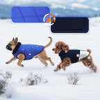 EMUST Warm Dog Jacket, Cozy Dog Fleece Coat with Leash Hole, Waterproof Reversible Winter Coats for Small Dogs, Royal Blue, XS