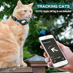 Luminous AirTag Cat Collar Breakaway, OUCWLTAG GPS Cat Collar with Apple Air Tag Holder, Cat Tracker Collars with Safety Elastic Band for Girl Boy Cats, Kittens and Puppies (Blue, 9-13 Inch)