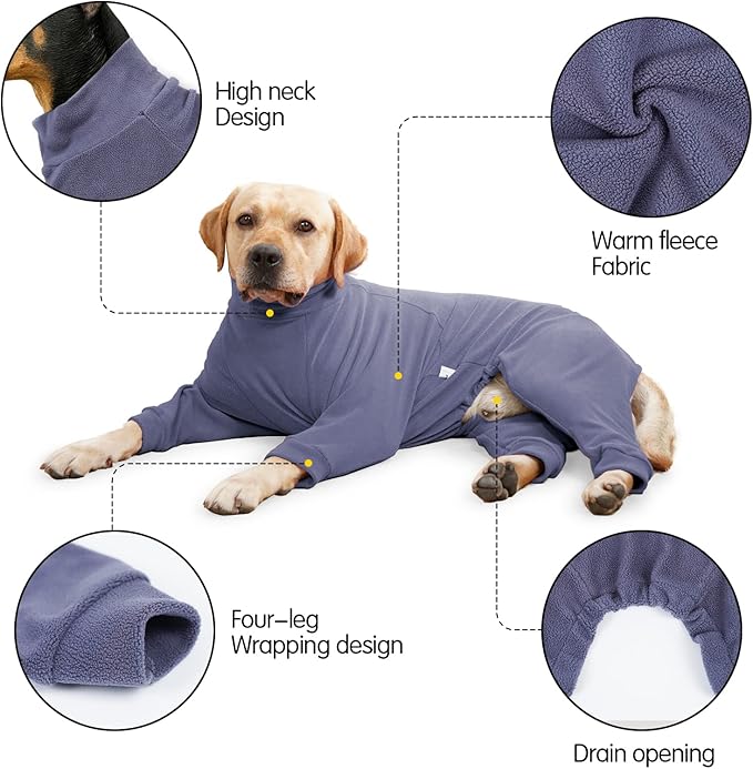 Dog Winter Coat,Warm Dog Jacket,Puppy Polar Fleece High Collar Full Body Snowsuit,Comfort Windproof Sweater(Grey,XL)