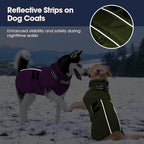 IECOii Big Dog Winter Coat for Giant Breed Dogs Waterproof Dog Jacket with Built in Collar, Reflective Dogs Coat Pet Snow Jacket for Great Dane Saint Bernard, Easy Outdoor Walking, Army Green - 5XL