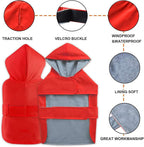 Dog Raincoat Dog Rain Jacket Poncho Waterproof Pet Rain Suit Double Layer Breathable Lining Hooded Leash Hole Adjustable for Medium Dogs,Red,XXXL