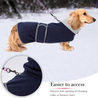 Geyecete Dachshund Sweaters for Dogs Dog Jacket,Dachshund Coat Perfect Dog Winter Coat with Padded Fleece Lining and high Collar,Dog Snowsuit with Adjustable Bands Sizes-Navy-XS