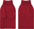 Small Dog Thermal Pullover Sweater, Classic Turtleneck Cable Knitwear Dog Clothes for Cold Weather Warm Pet Clothes for Chihuahua, Bulldog, Dachshund, Pug Red X-Large