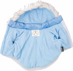 PET LIFE Classic Metallic Fashion Pet Dog Coat Jacket Parka w/ 3M Insulation and Removable Hood, Medium, Sky Blue
