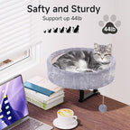 Cat Desk Bed with Heating Pad - 360° Rotating & Adjustable, Supports 44 lbs, Soft Faux Fur with Dual-sided Reversible Mat, Indoor Cat Nest Furniture for Office Desks and Game Tables, Island Table