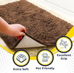 Muddy Mat® Shown on TV – Super Absorbent Door Mat Indoor, Microfiber Quick Dry Chenille Entryway Rug, Non-Slip Front Door Mat, Indoor Mats for Entryway, Machine Washable Pet Rug, Brown 36"x60"