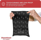 Downtown Pet Supply Poop Bags for Dogs with Dispenser, 220 Count - Leak-Proof Dog Waste Bags and Bone-Shaped Dog Poop Bags Holder for Leash - Black with Paw Prints, 12.5" x 8.5"