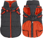 Geyecete Winter Warm Coat Waterproof Dog Winter Jacket with Harness Traction Belt,Windproof Pet Outdoor Jacket-Gray-XL