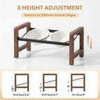 5.5inch Ceramic Adjustable Raised Double Bowls Set with Stand, 3 Heights Elevated, 2 Placement Options,Food and Water Dishes for Puppy, Cats（Double Bowls+Stand, Reactived Glaze -White