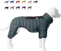 ArmyGreen Dog Warm Coat, Waterproof Windproof Reflective Vest, Zippered Adjustable Snow Jacket for Small to Large Dogs