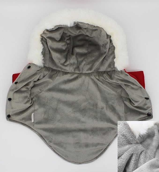 Pet Warm Dog Coat for Winter Cold Weather Clothes Hooded Dog Jacket Small Puppies Medium Large Dog Cat Clothes Insulated Padded Snow Parka (Red, Large)