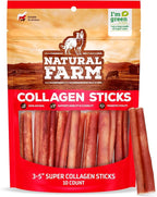 Natural Farm Odor-Free Super Collagen Dog Chews (3-5 Inch, 10-Pack) The First Ever Real Bull Sticks Alternative: 100% Natural Angus Hide Collagen Treats - More Protein, More Chew Time for All Dogs