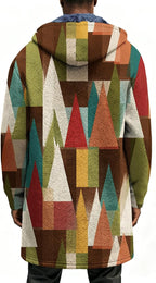LIZALIG Long Hooded Cardigan Men Japanese Art Style Fashion Cool Graphic Coats Winter Warm Lined Fleece Jacket