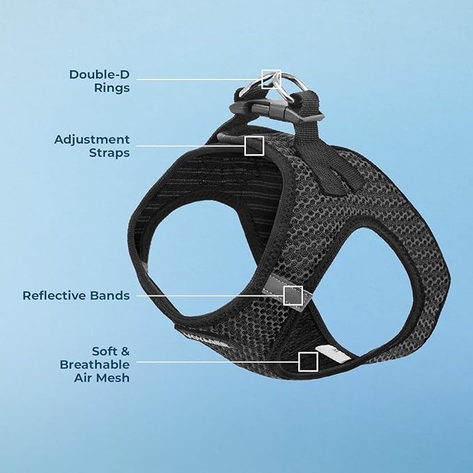 Best Pet Supplies Voyager Step-in Air Harness - All Weather Mesh, Reflective, No Pull Harness for Dogs, Cats - Secure with Hook & Loop Fastener, Buckle, Double D-Rings - Tone, L