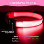 YFbrite Light up Dog Collar, USB Rechargeable LED Puppy Collar Super Bright Adjustable Glowing Dog Lights for Night Walking (Design 2- Pink, Medium)