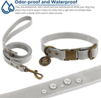 Wisedog Dog Collar and Leash Set, Waterproof Adjustable Puppy Collars with Cute Tag 6FT Dog Leash with Poop Bag for Small Medium Large Dogs (XS(Collar:8.5"-12";Leash:4 ft), Grey)
