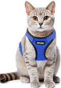 Cat Harness Escape Proof with Leash for Walking, Travel Vest Soft Chest Support, Adjustable Size, Escape Proof Soft Adjustable Vest Harnesses, Breathable, Kittens, Small Dogs (美/背縄/藍2/S)