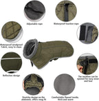 Fragralley Dog Coat Medium, Waterproof Dog Jacket with Warm Fleece Lining, Adjustable Reflective Dogs Winter Coat, Turtleneck Pet Coats for Cold Weather (ArmyGreen M)