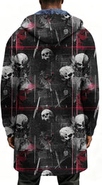 LIZALIG Long Hooded Cardigan Men Japanese Art Style Fashion Cool Graphic Coats Winter Warm Lined Fleece Jacket
