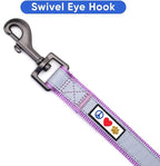 Pawtitas 6 FT Padded Dog Leash with Comfortable Neoprene Padding Handle - Purple Lead | Small Reflective Dog Leash with Highly Reflective Band Perfect for Extra Small and Small Dogs and Puppies.