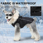 PINA Winter Coat with Waterproof Fabric, Faux Fur Hood, Reflective Strap for Small to Large Dogs, Black, S