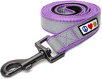 Pawtitas 6 FT Padded Dog Leash with Comfortable Neoprene Padding Handle - Purple Lead | Small Reflective Dog Leash with Highly Reflective Band Perfect for Extra Small and Small Dogs and Puppies.