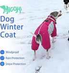 MIGOHI Full Body Dog Coat - Warm Reflective Winter Coat for Medium Dogs with Harness,Turtleneck Dog Fleece Jacket,Four-Leg Windproof Puffer Jackets Snowsuit with Zipper for Small Medium Large Dogs,L