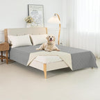 Dog Bed Cover for Pets Blankets Rug Pads for Couch Protection Waterproof Bed Covers Dog Blanket Furniture Protector Reusable Changing Pad (Light Grey+Ivory, 82"x82")