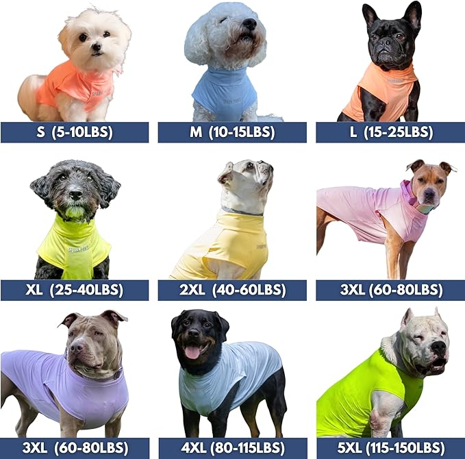 Spark Paws Sunblock Dog T-Shirt, SPF30 Protection, Lightweight Breathable Quick Dry for Dogs with Sensitive Skin - Purple & Pink (Set of 2) - L