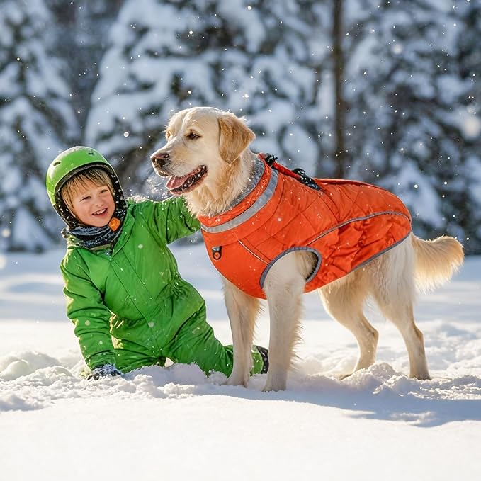 Dog Coat, Warm Dog Winter Coat for Small Dogs, Waterproof Jacket with Harness Built in, Reflective Turtleneck Cold Weather Coats with Zipper,Pet Fleece Vest Snow Jacket, Brown XS