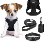 YIMEIS Dog Harness and Leash Set, No Pull Soft Mesh Pet Harness, Reflective Adjustable Puppy Vest for Small Medium Large Dogs, Cats (Black-Update, Small (Pack of 1))