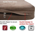 Dogbed4less Premium HeadRest Pillow Orthopedic Cool Memory Foam Dog Bed for Large Dogs, Waterproof Lining with Washable Suede Brown Cover, Extra Large 47X29