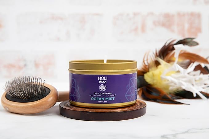 HOLI Pet Odor Eliminator Candle – Vanilla Suede Scent – All Natural Soy Wax, Paraben & Phthalate Free, Pet Safe, Long-Lasting 30-Hour Burn, Non-Toxic & Plastic-Free Air Freshener for Home