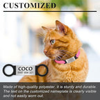 Personalized Kitten Cat Collar with Silent Slide On Silicone Name Tag | Adjustable and Durable Nylon Collar with Bell | Custom Laser Engraved Pet Name | Phone Number | Suitable for Kitten Cat