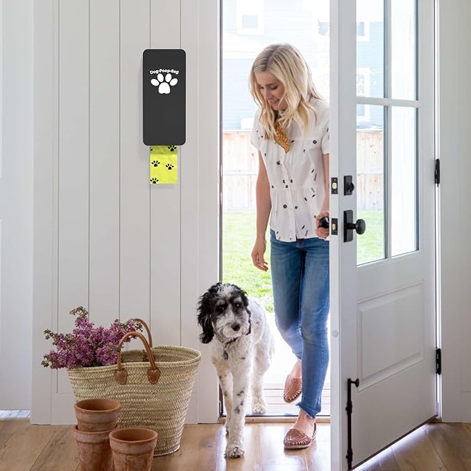 Dog Poop Bag Dispenser, Wall Mounted Dog Poop Bag Holder, Pet Waste Bag Dispenser Indoor ＆ Outdoor, Includes 60 Bags