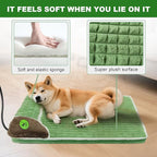 Heated Cat Bed Indoor Washable Bed Memory Foam Soft Dog Bed with Side Pillow, Smart Temperature Control Switch, Removable Cotton Sleeve Wash-Green (Green, 20 x 20 x 2 in)
